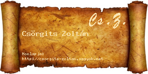 Csörgits Zoltán névjegykártya